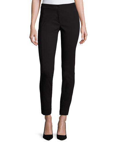 Slim-leg Twill Pants, Black