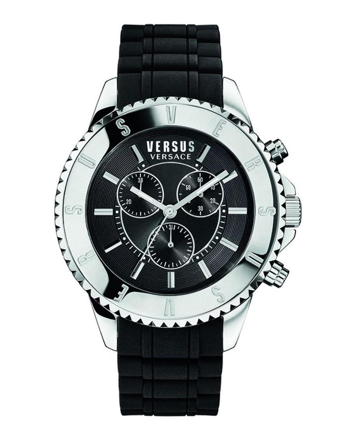 Men's 44mm Tokyo Chronograph Watch W/ Rubber Strap, Black/steel