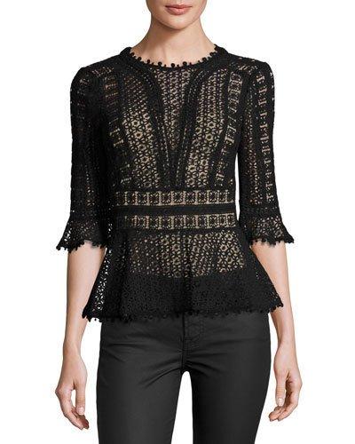 Guipure Lace Peplum Top