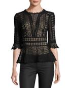 Guipure Lace Peplum Top