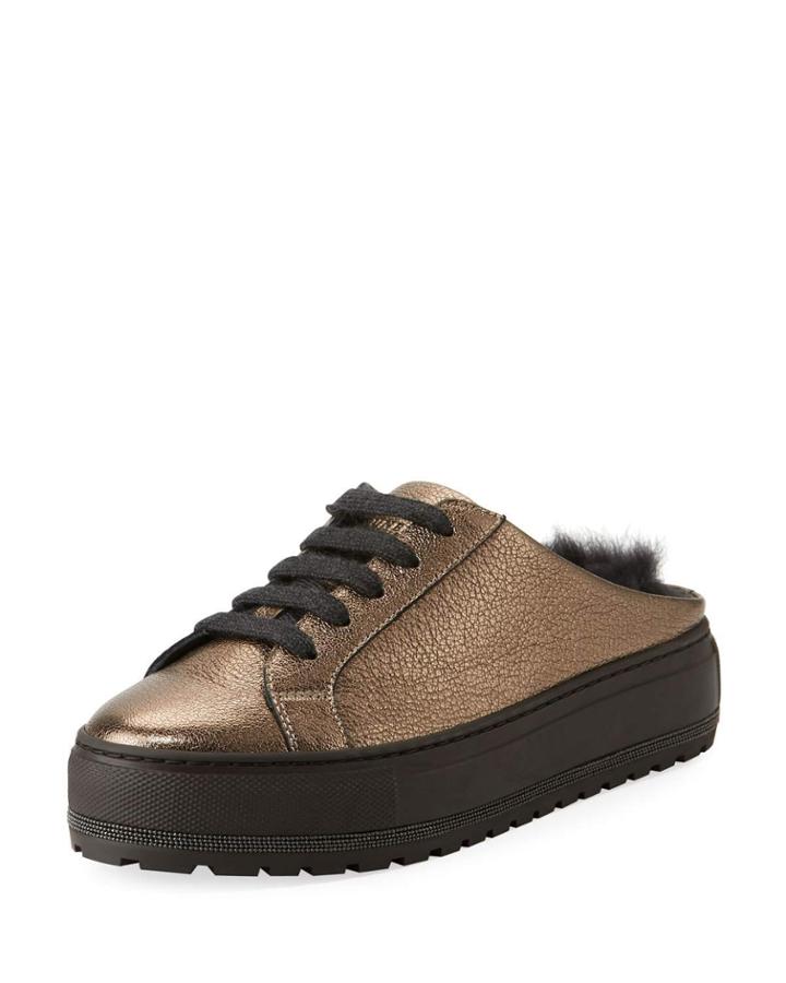 Fur-lined Metallic Leather