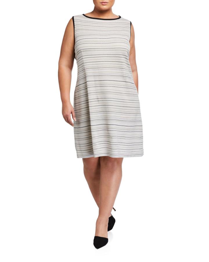 Plus Size Neutral Striped Sleeveless