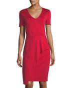 Waterfall-knit Draped Short-sleeve Dress