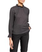 Metallic Shirred-neck Top