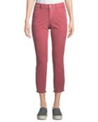 Alina Frayed-hem Skinny Ankle Jeans, Pink