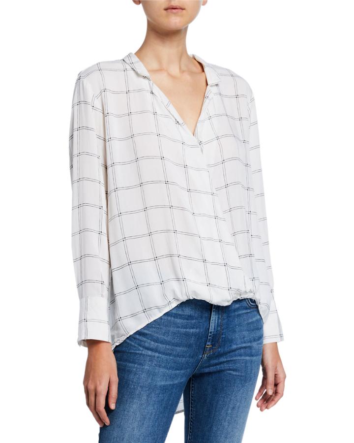Cailen Printed Faux-wrap High-low Blouse