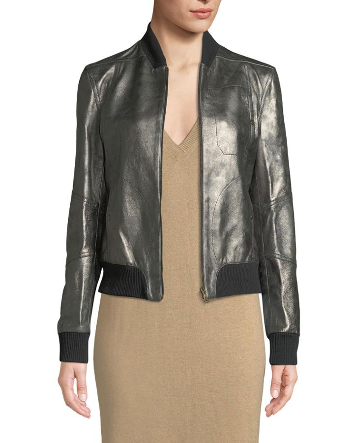 Leather Bomber Jacket,