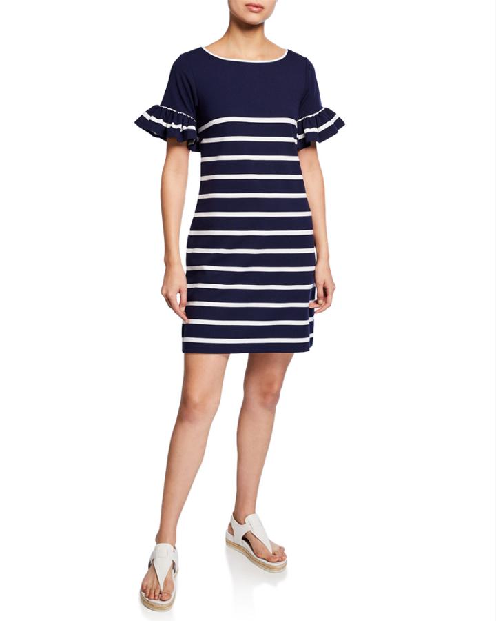 Striped Ruffle-sleeve