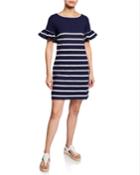 Striped Ruffle-sleeve