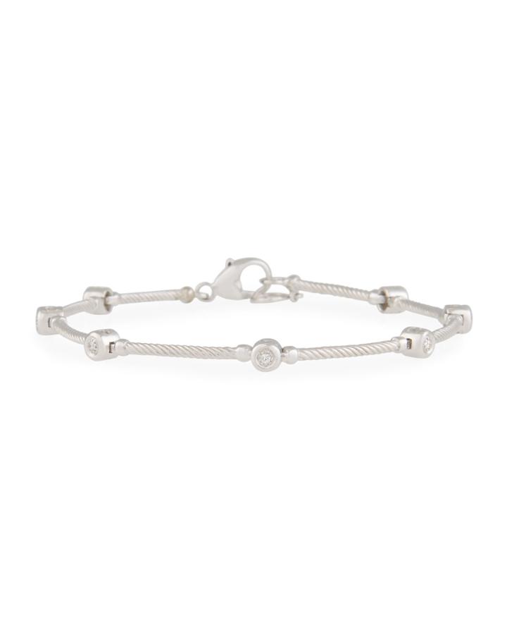 18k Gold Diamond Station Cable Bangle