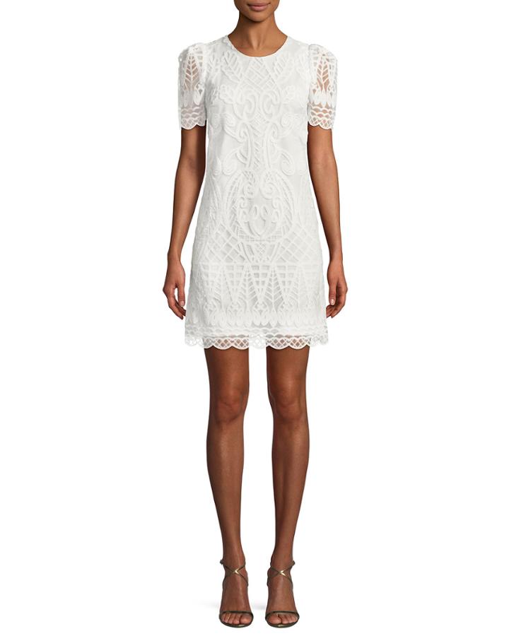 Embroidered Organza Mini Cocktail Dress