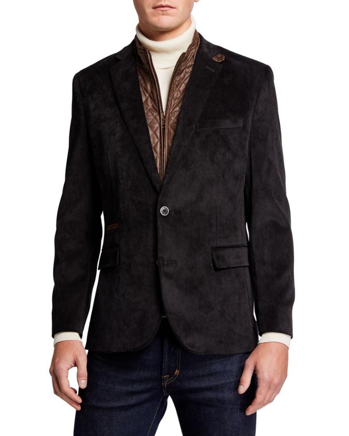 Men's Micro Corduroy Sport Coat W/ Zip-out Bib