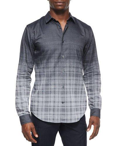Degrade Plaid Jacquard Long-sleeve