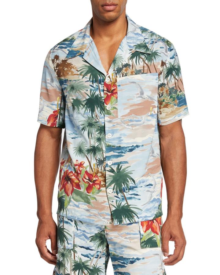 Men's Tropical-print Short-sleeve