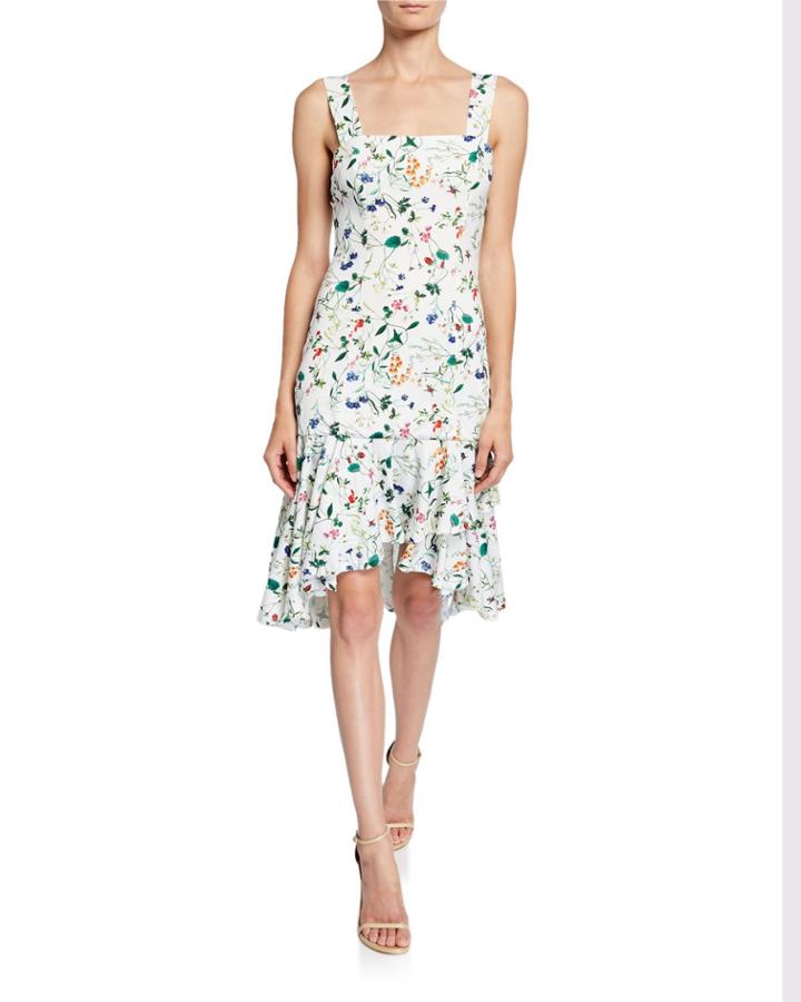 Floral-print High-low Ruffle Dress