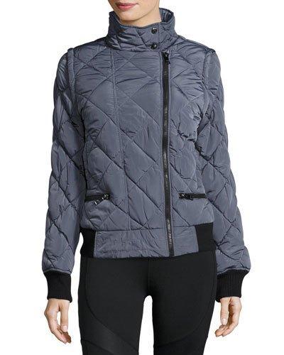 Asymmetric-zip Moto Puffer Jacket