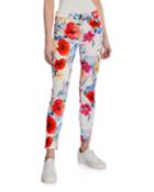 The Ankle Skinny Mid-rise Floral-print Jeans