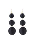 Threaded Triple-drop Ball Earrings, Black
