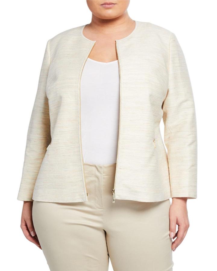 Plus Size Kerrington Zip-front Space Dye Jacket