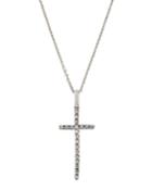 18k White Gold Thin Diamond Cross Necklace