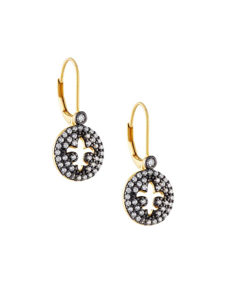 Open Fleur-de-lis Round Pave Earrings