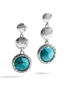 Batu Palu Silver Triple Drop Earrings With Matrix Turquoise