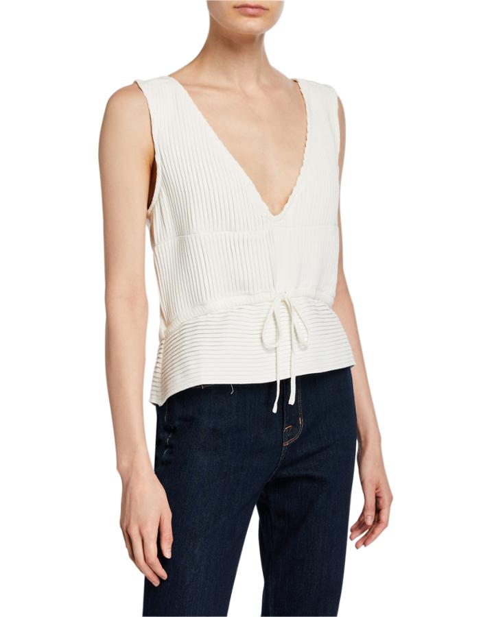 Mimi Pleated V-neck Blouse