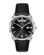 37mm Men's Day-date Leather Watch, Black