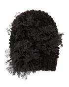 Bloom Knit Beanie Hat With Organza Flowers