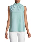 Percy Sleeveless Mixed Gingham Mock-neck Blouse