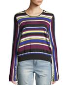 Royal Striped Flared-sleeve Sweater,