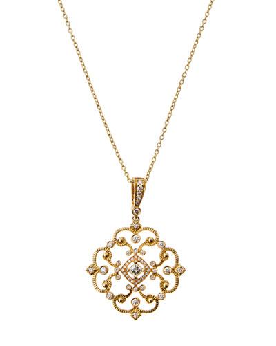 18k Diamond Open Scroll Pendant Enhancer Necklace