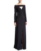 Livia Off-the-shoulder Pintuck Cutout Gown