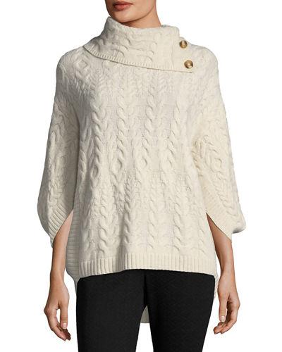 Cashmere Cowl-neck Cable-knit Poncho