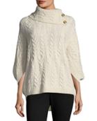Cashmere Cowl-neck Cable-knit Poncho