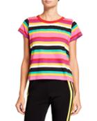 Rainbow-stripe Short-sleeve Cotton Tee
