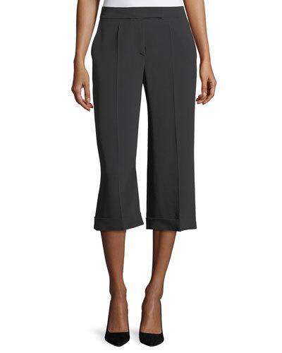 Flat-front Straight-leg Cropped Pants