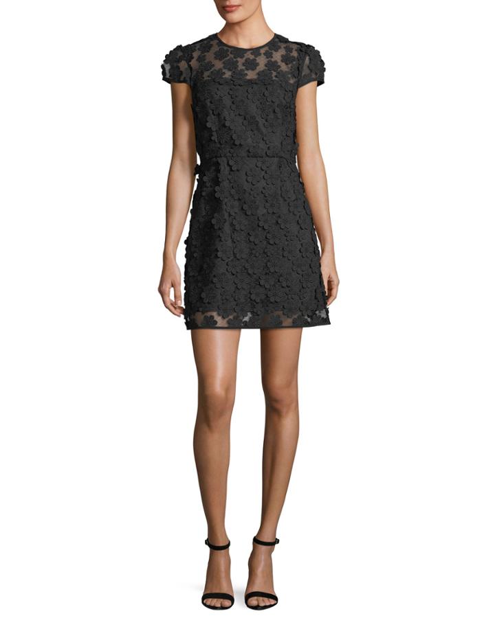 Angie Short-sleeve Floral Applique Dress