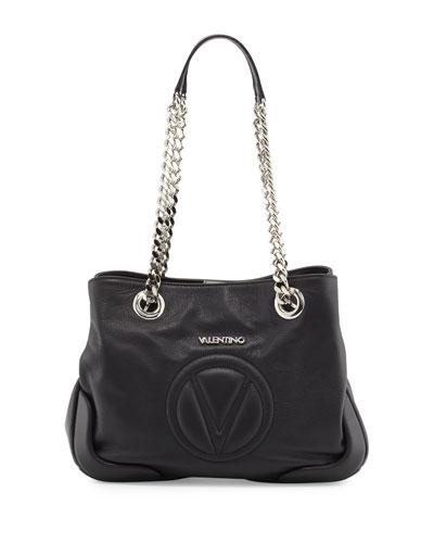 Rose Sauvage Leather Tote Bag, Black