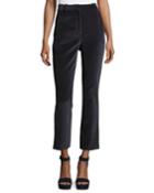 High-waist Straight-leg Stretch-velvet Pants