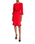 Piped Bell-sleeve Flounce