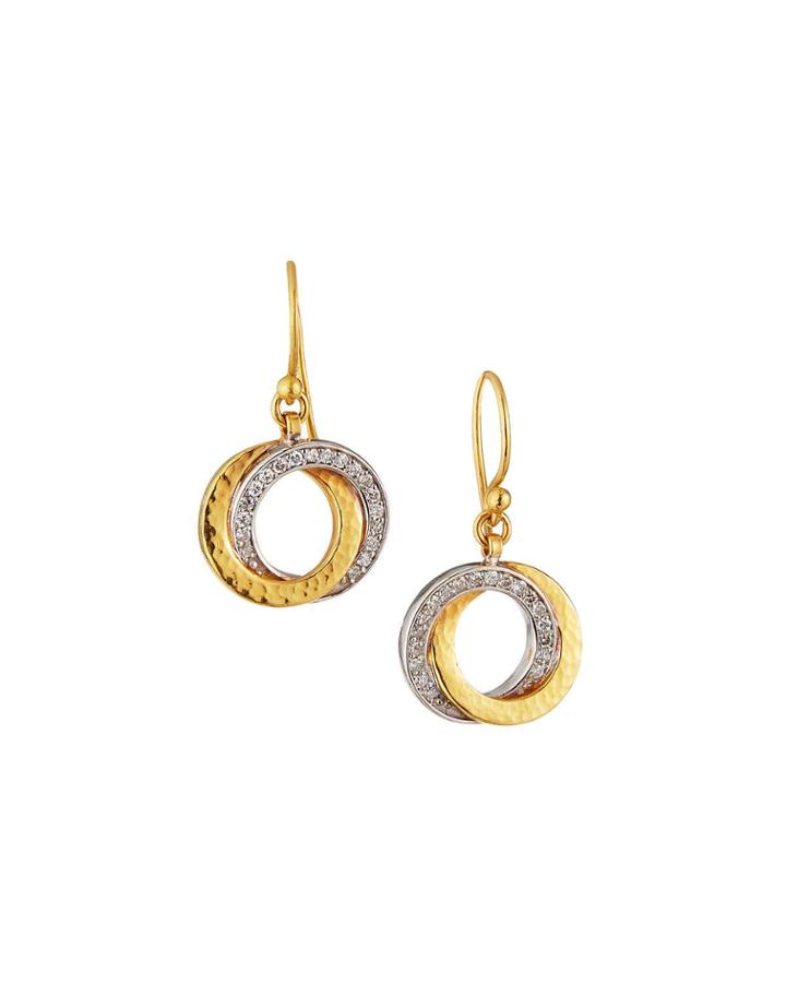 Duet Pave 22k Diamond Single Drop Earrings