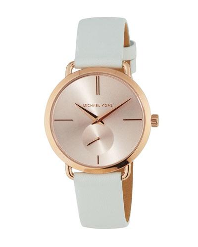 36.5mm Rose-golden Watch W/ Leather
