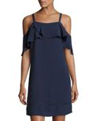 Ruffled Cold-shoulder Crepe