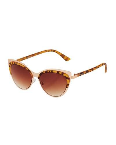 Cat-eye Animal-print Sunglasses, Gold