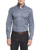 Check Long-sleeve Sport Shirt, Gray/blue