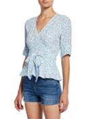 Zalia Printed Short-sleeve Wrap Top