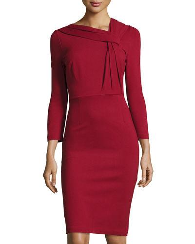 3/4-sleeve Pleat-neck