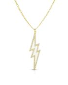 Enamel Lightning Bolt & Cubic Zirconia Pendant Necklace, White