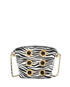 The Six Zebra Grommet Crossbody Bag, White/black